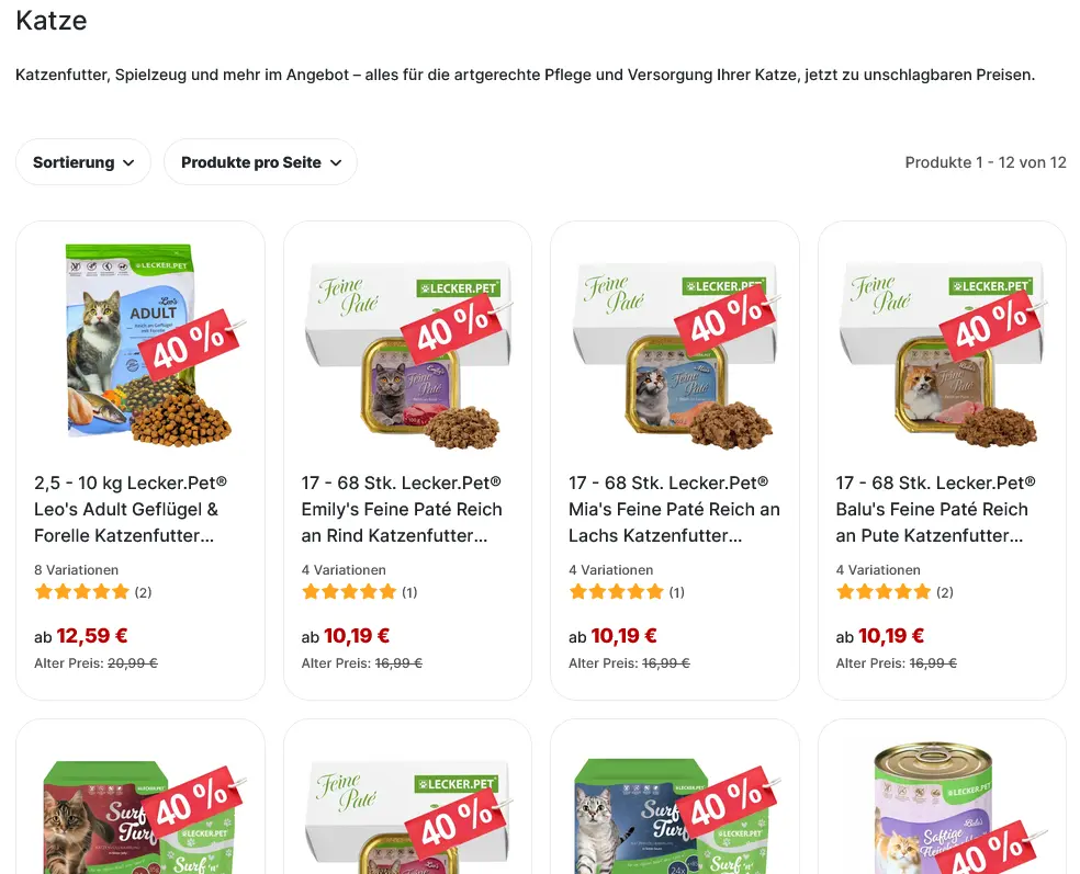 Lyra Pet Angebote für Katzenfutter, auch MHD Ware